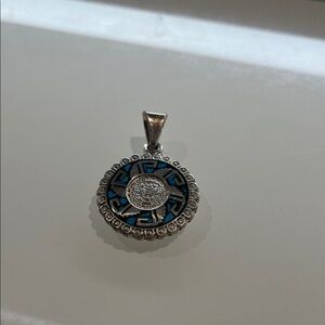 925 Silver and Blue Pendant Mayan Mexico